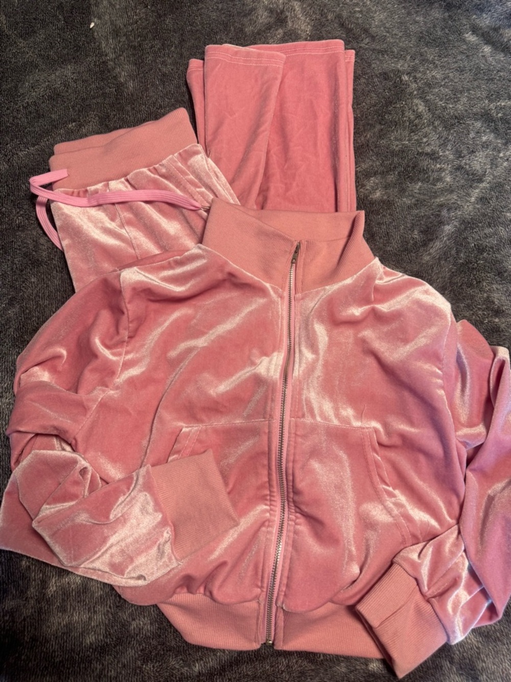 Velour Zip Hoodie and Joggers Set - Dusty Rose Pink
